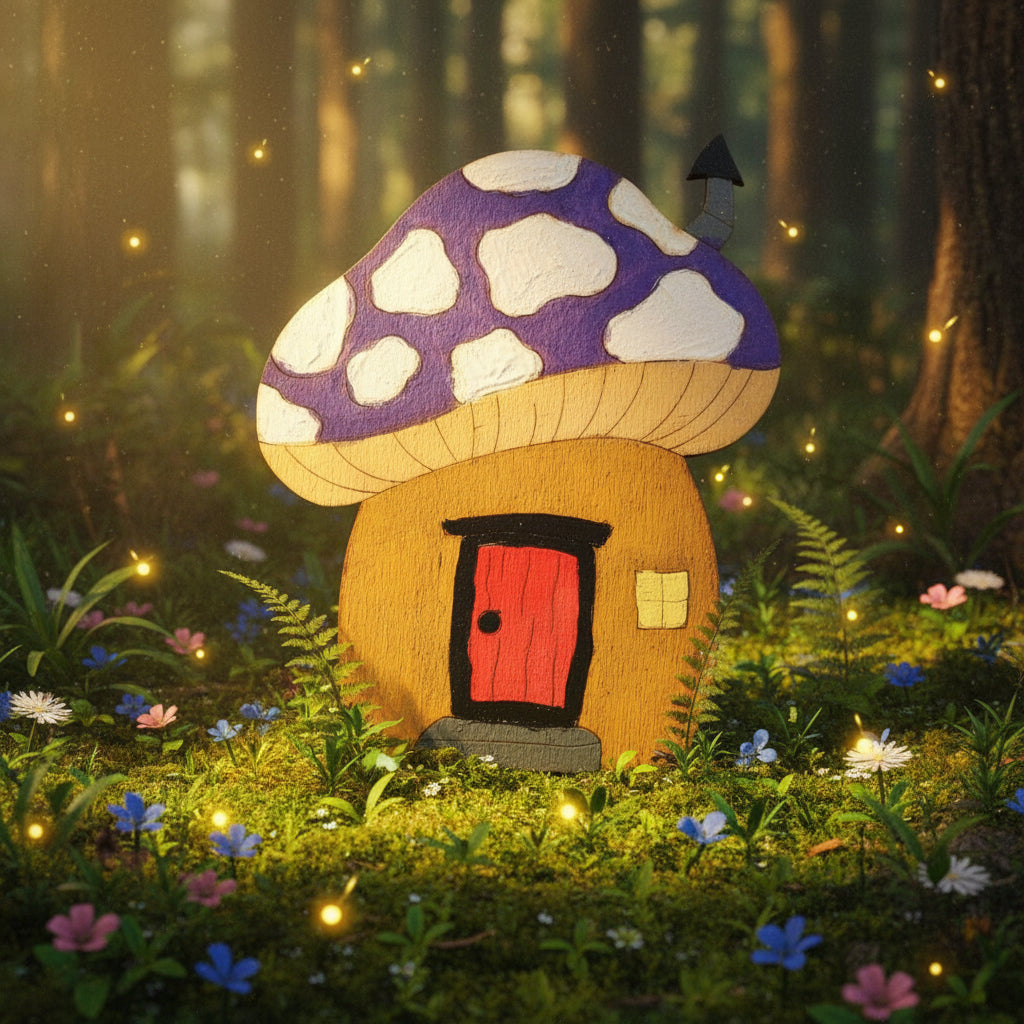 Mushroom Fairy door **purple**