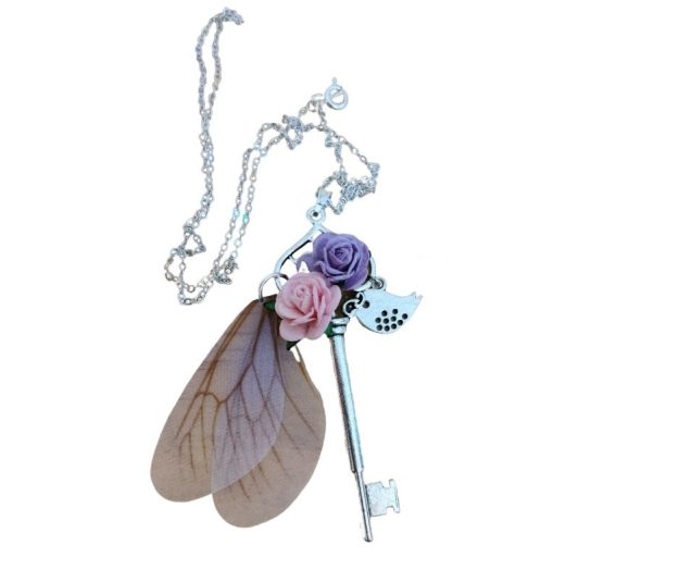Fairy garden key necklace