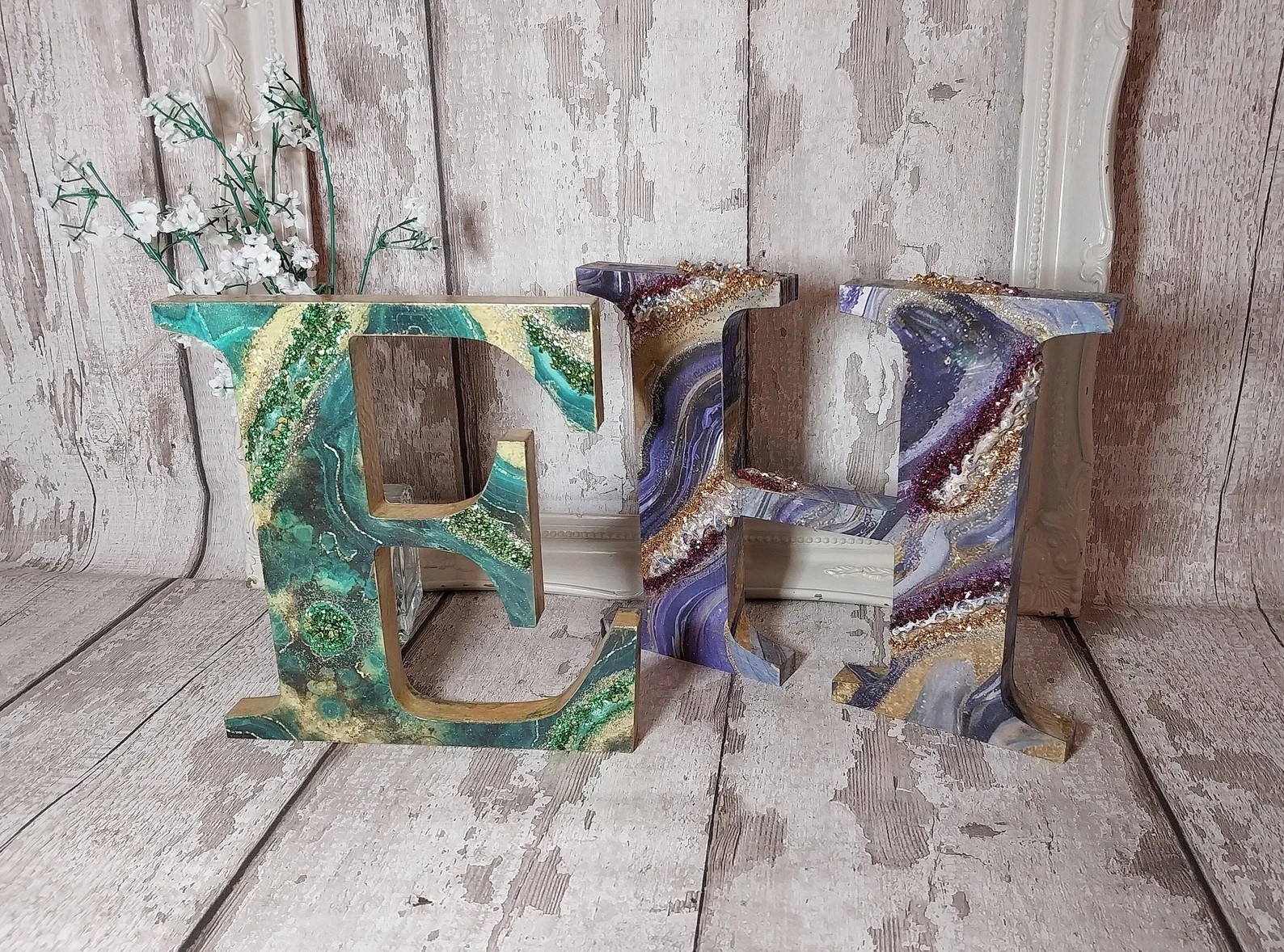 Geode Crystal Style Capital Letter: Personalized Freestanding Alphabet Plaque